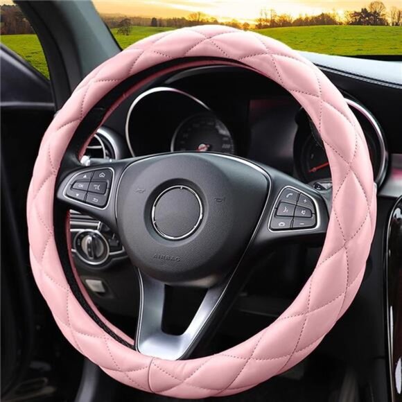 Soft Microfiber Leather Steering Wheel Cover, Universal 15 Inch for Women - Picture 1 of 8